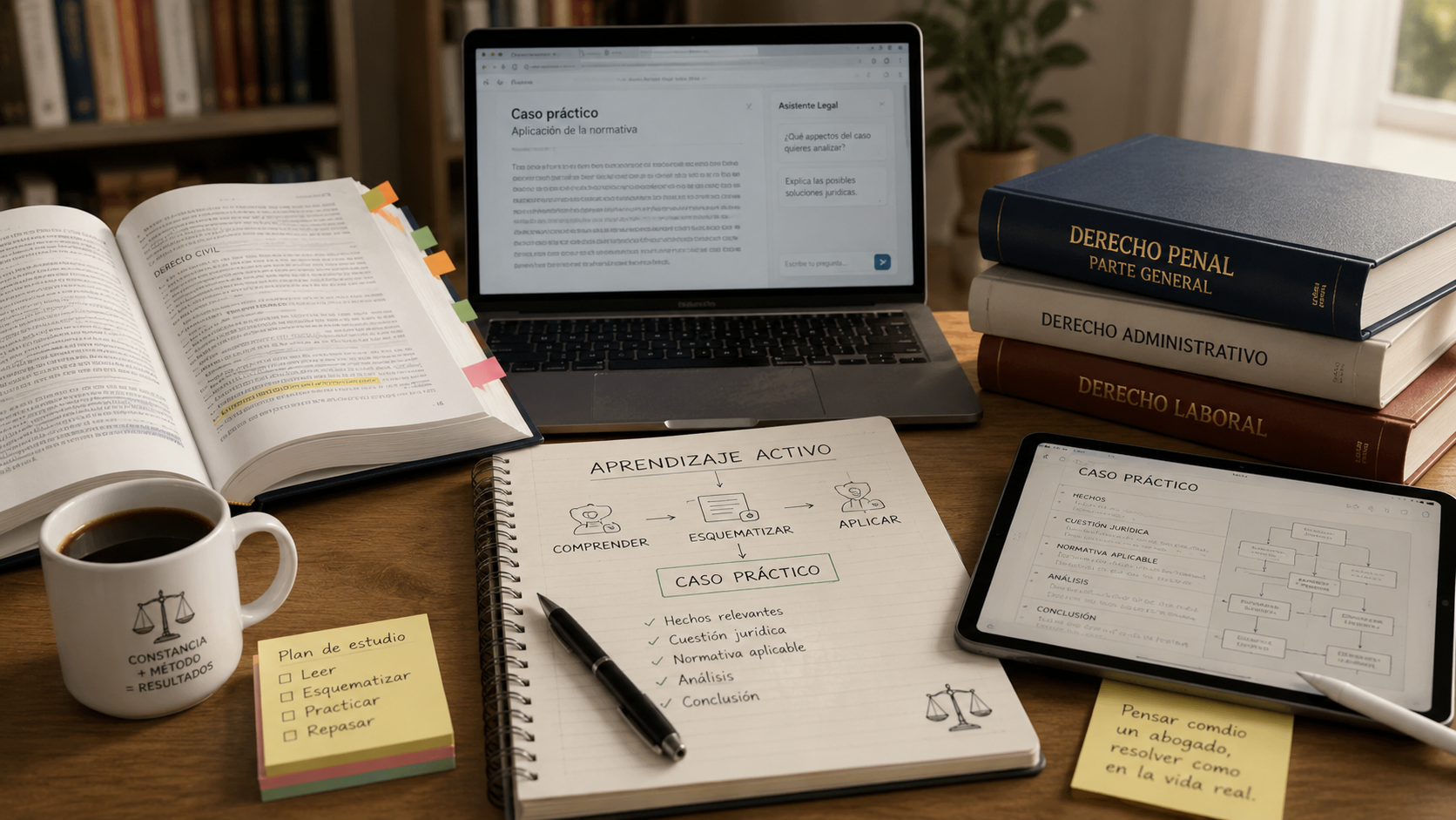 Étudiant en droit préparant un cas pratique