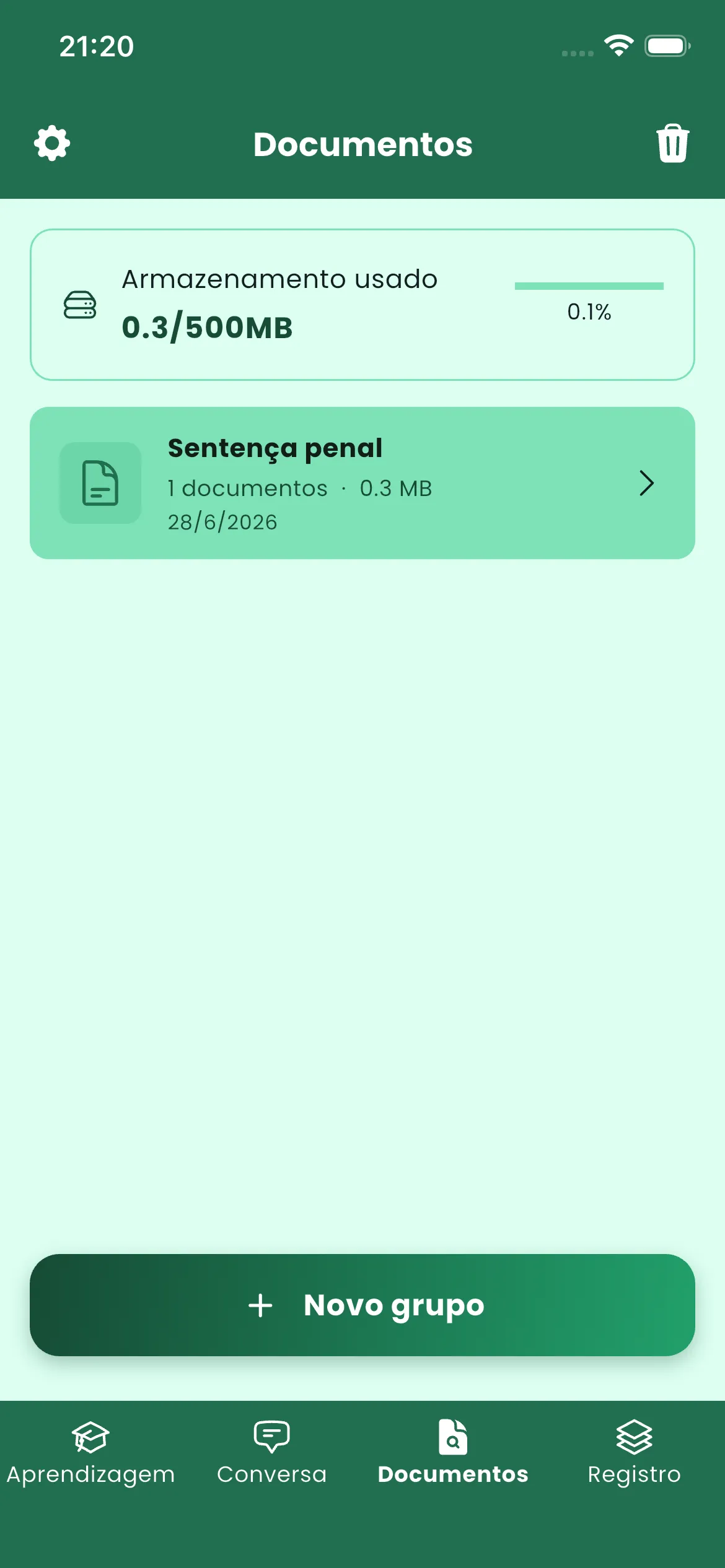Ecrã 2 da aplicação Legal Assistant AI