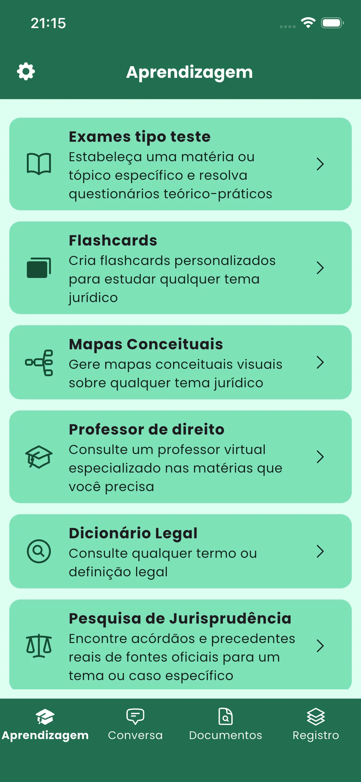 Ecrã 15 da aplicação Legal Assistant AI